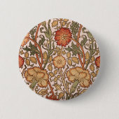 William Morris Pink Rose Blume Wallpaper Pattern Button (Vorderseite)