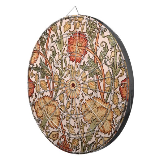 William Morris Pink Rose Blume Wallpaper Pattern Dartscheibe (Vorderseite rechts)