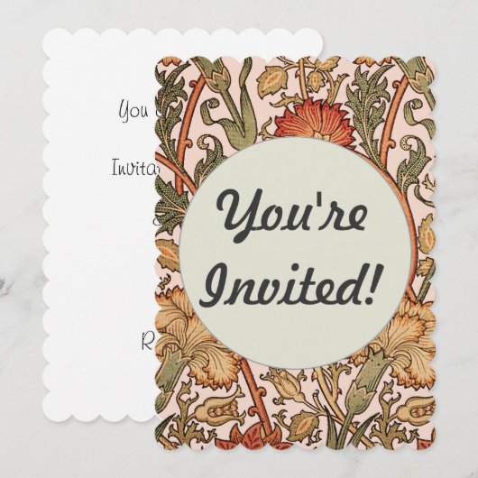 William Morris Pink Rose Blume Wallpaper Pattern Einladung (Vorne/Hinten)