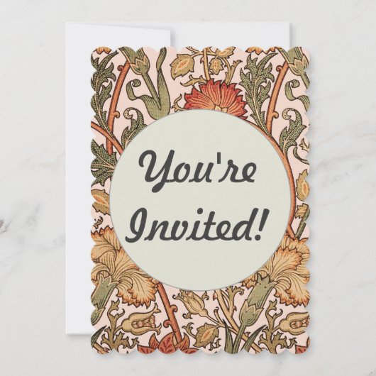 William Morris Pink Rose Blume Wallpaper Pattern Einladung (Vorderseite)