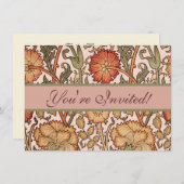 William Morris Pink Rose Blume Wallpaper Pattern Einladung (Vorne/Hinten)