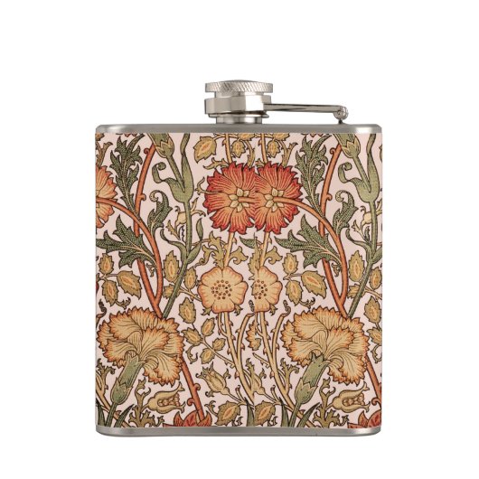 William Morris Pink Rose Blume Wallpaper Pattern Flachmann (Rückseite)