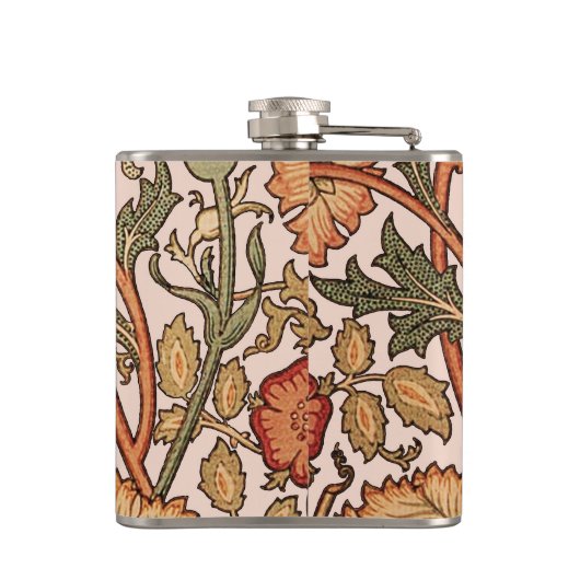 William Morris Pink Rose Blume Wallpaper Pattern Flachmann (Rückseite)