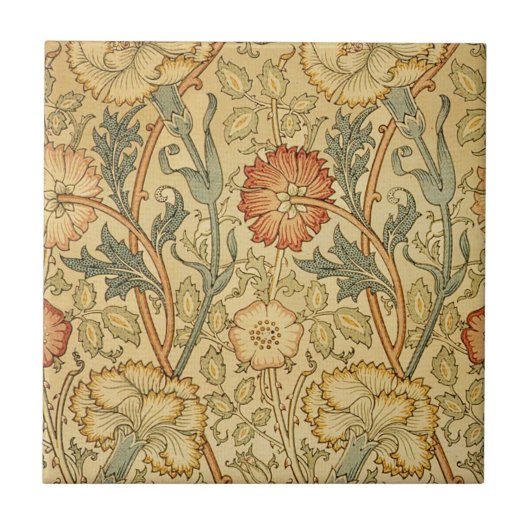 William Morris Pink Rose Blume Wallpaper Pattern Fliese (Vorderseite)