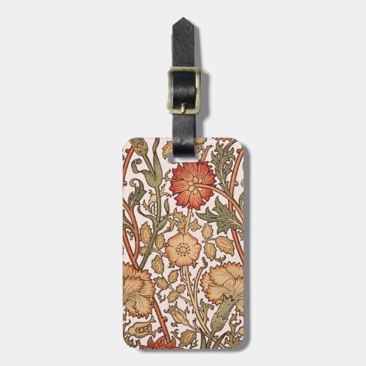 William Morris Pink Rose Blume Wallpaper Pattern Gepäckanhänger (Vorderseite vertikal)