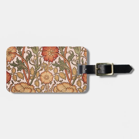 William Morris Pink Rose Blume Wallpaper Pattern Gepäckanhänger (Vorderseite horizontal)