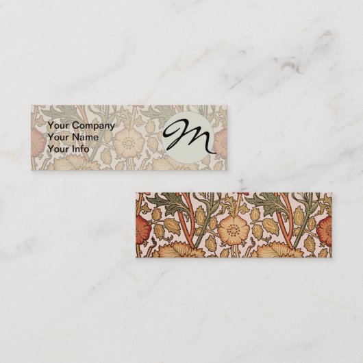 William Morris Pink Rose Blume Wallpaper Pattern Mini Visitenkarte (Vorne/Hinten)