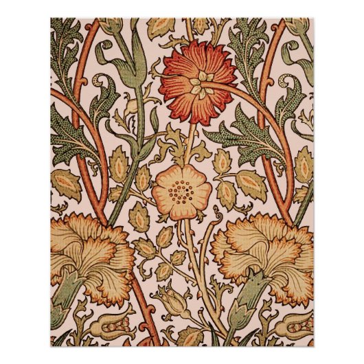 William Morris Pink Rose Blume Wallpaper Pattern Poster (Vorderseite)