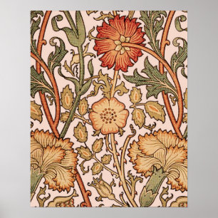 William Morris Pink Rose Blume Wallpaper Pattern Poster