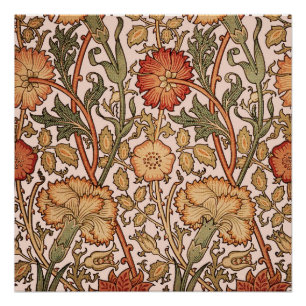 William Morris Pink Rose Blume Wallpaper Pattern Poster