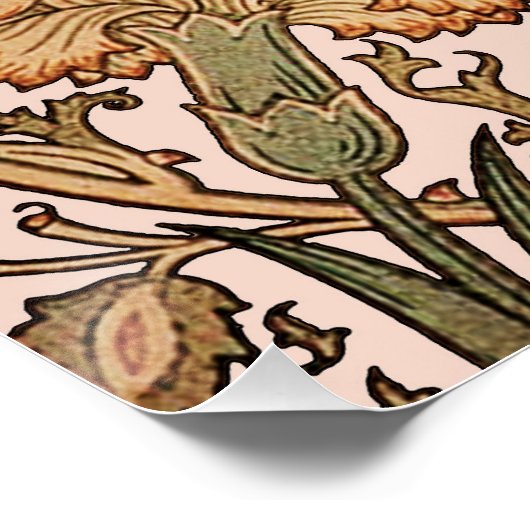 William Morris Pink Rose Blume Wallpaper Pattern Poster (Ecke)