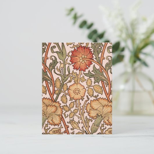 William Morris Pink Rose Blume Wallpaper Pattern Postkarte (Stehend Vorderseite)