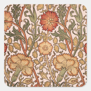 William Morris Pink Rose Blume Wallpaper Pattern Quadratischer Aufkleber