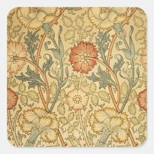 William Morris Pink Rose Blume Wallpaper Pattern Quadratischer Aufkleber