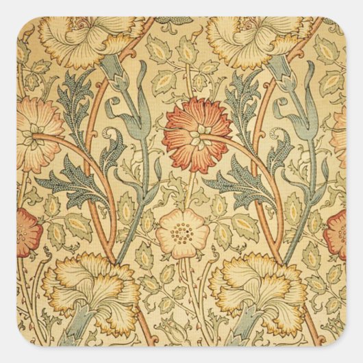 William Morris Pink Rose Blume Wallpaper Pattern Quadratischer Aufkleber (Vorderseite)