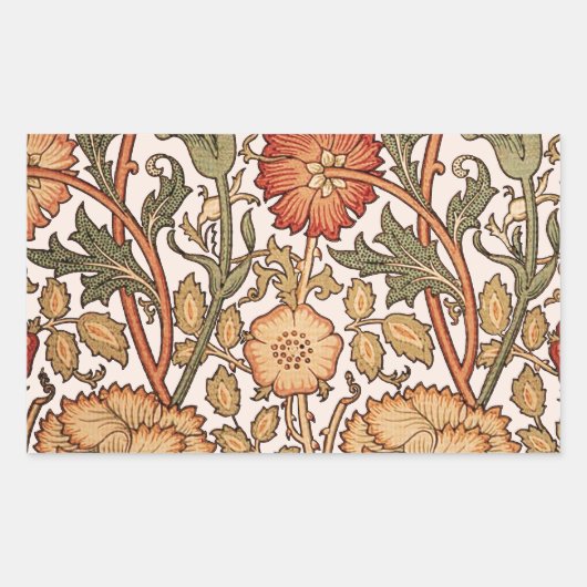 William Morris Pink Rose Blume Wallpaper Pattern Rechteckiger Aufkleber (Vorderseite)