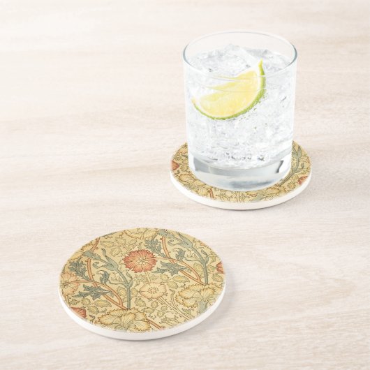 William Morris Pink Rose Blume Wallpaper Pattern Sandstein Untersetzer (Seite)