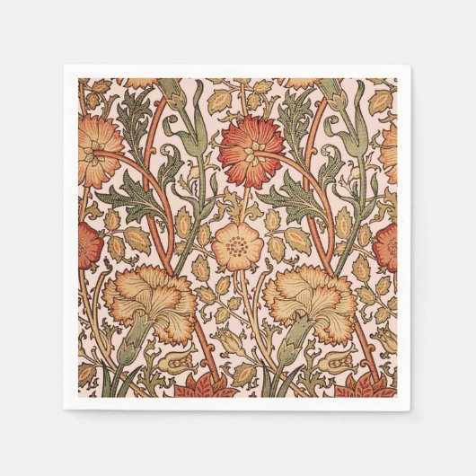 William Morris Pink Rose Blume Wallpaper Pattern Serviette (Vorderseite)