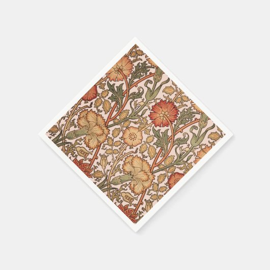 William Morris Pink Rose Blume Wallpaper Pattern Serviette (Ecke)