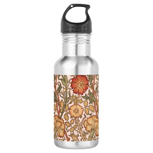 William Morris Pink Rose Blume Wallpaper Pattern Trinkflasche (Vorderseite)