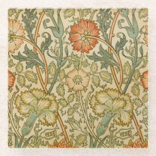 William Morris Pink Rose Border Florales Kunstwerk Glasuntersetzer