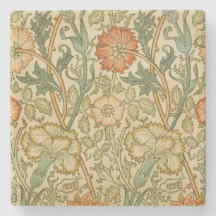 William Morris Pink Rose Border Florales Kunstwerk Steinuntersetzer