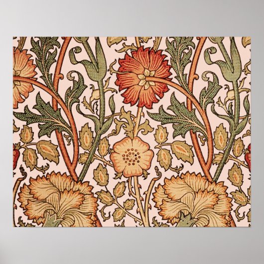 William Morris Pink Rose Flower Wallpaper Pattern Poster (Vorne)