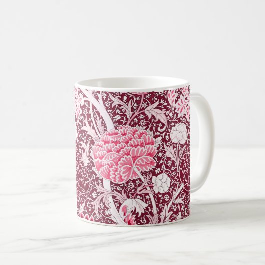 William Morris Pink Roségold Blumenmuster Kaffeetasse (VorderseiteRechts)