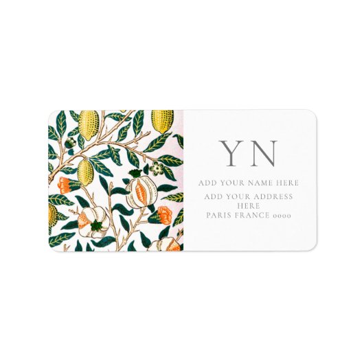 WILLIAM MORRIS POMEGRANATE ADRESSE ETIKETT ADRESSAUFKLEBER (Vorne)