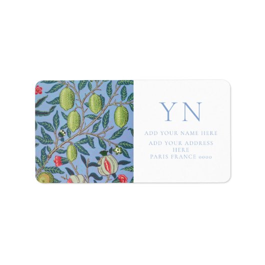 WILLIAM MORRIS POMEGRANATE ADRESSE ETIKETT ADRESSAUFKLEBER (Vorne)