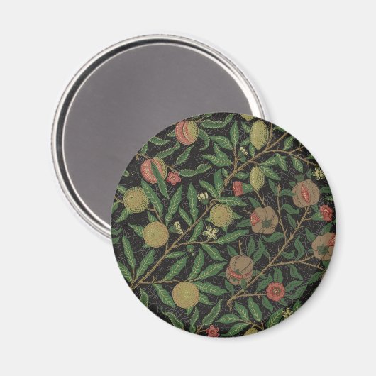 William Morris Pomegranate Black Fruit Magnet (Vorderseite/Rückseite)