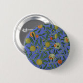 William Morris Pomegranate Blue Colorful Wallpaper Button (Vorne & Hinten)