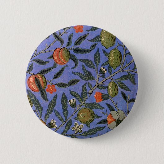 William Morris Pomegranate Blue Colorful Wallpaper Button (Vorderseite)