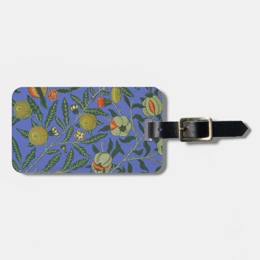 William Morris Pomegranate Blue Colorful Wallpaper Gepäckanhänger (Vorderseite horizontal)