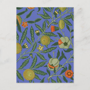 William Morris Pomegranate Blue Colorful Wallpaper Postkarte