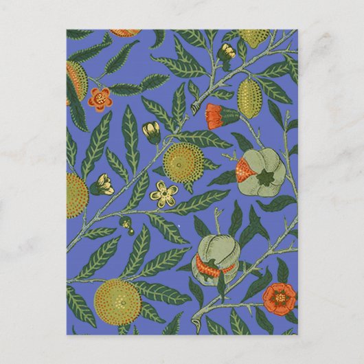 William Morris Pomegranate Blue Colorful Wallpaper Postkarte (Vorderseite)