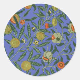 William Morris Pomegranate Blue Colorful Wallpaper Runder Aufkleber