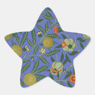 William Morris Pomegranate Blue Colorful Wallpaper Stern-Aufkleber