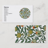 William Morris Pomegranate Blue Colorful Wallpaper Visitenkarte (Vorne/Hinten)