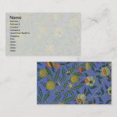 William Morris Pomegranate Blue Colorful Wallpaper Visitenkarte (Vorne/Hinten)