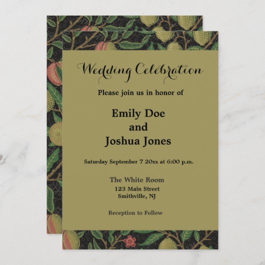 William Morris Pomegranate Classic Frucht Einladung (Vorne/Hinten)