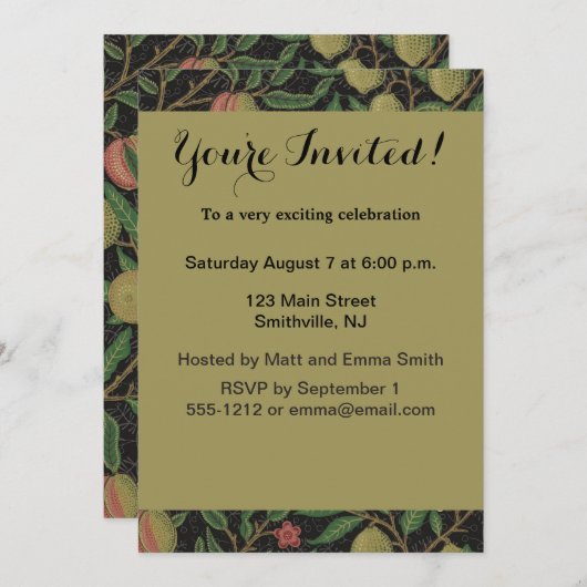 William Morris Pomegranate Classic Frucht Einladung (Vorne/Hinten)