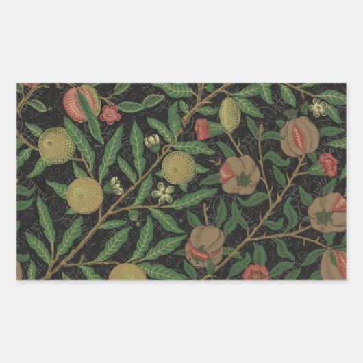 William Morris Pomegranate Classic Frucht Rechteckiger Aufkleber (Vorderseite)