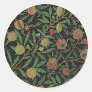 William Morris Pomegranate Classic Frucht Runder Aufkleber