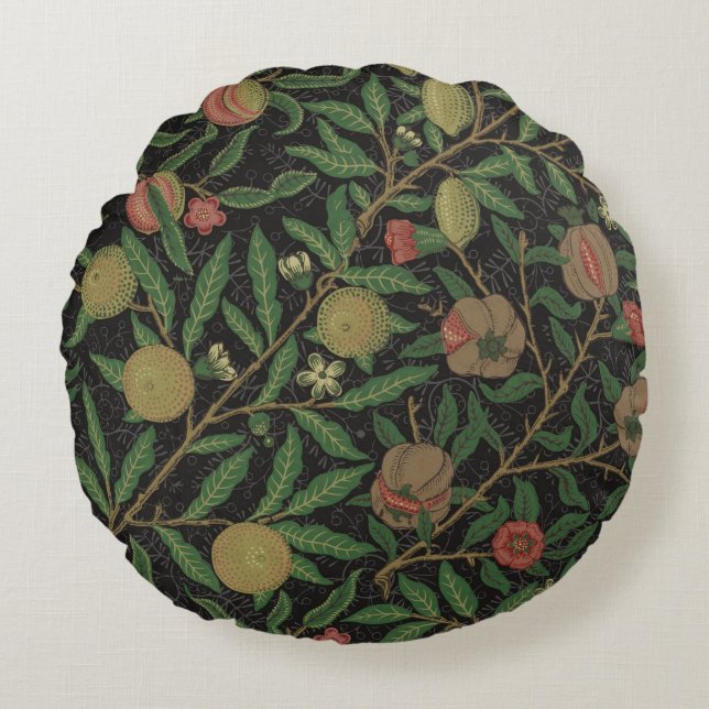 William Morris Pomegranate Classic Frucht Rundes Kissen (Vorderseite)