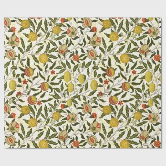 William Morris Pomegranate Lemons Fruchtmuster Geschenkpapier (Flach)