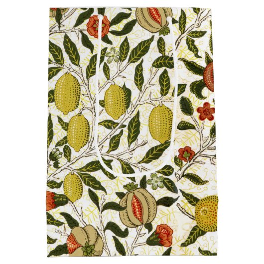 William Morris Pomegranate Lemons Fruchtmuster Mittlere Geschenktüte (Rückseite)