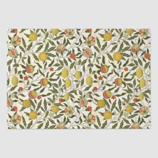 William Morris Pomegranate Lemons Fruchtmuster Seidenpapier (Vorderseite)