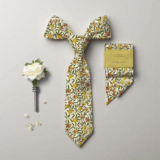 William Morris Pomegranate Lemons Yellow Fruits Krawatte