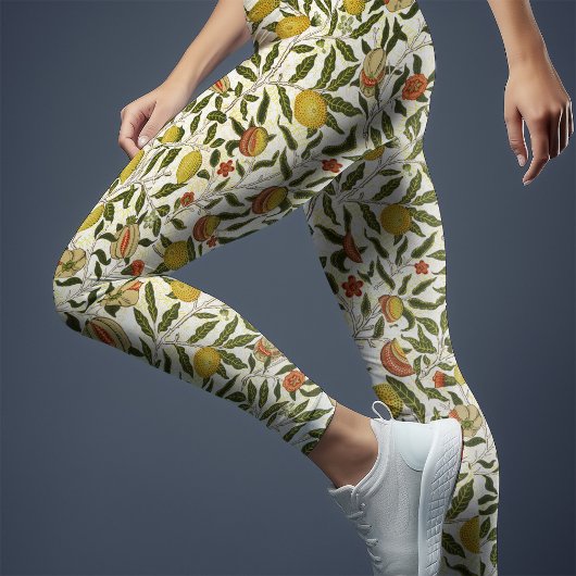 William Morris Pomegranate Lemons Yellow Fruits Leggings